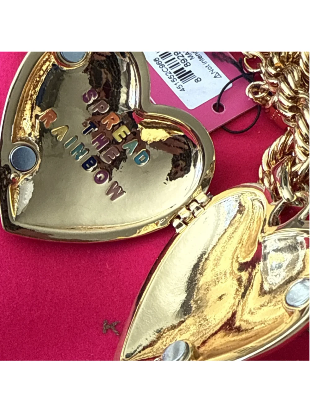 KURT GEIGER London Crystal Heart XL Locket Necklace Rainbow Eagle Head $198